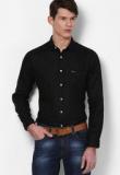 Pepe Jeans Black Solid Linen Casual Shirt Men