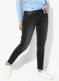 Pepe Jeans Black Washed Mid Rise Skinny Fit Jeans Women