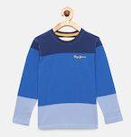 Pepe Jeans Boys Blue Colourblocked Round Neck T Shirt Boys