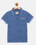 Pepe Jeans Boys Blue Solid Polo Collar T Shirt Boys