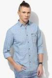 Pepe Jeans Light Blue Printed Regular Fit Denim Shirt Men