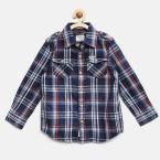 Pepe Jeans Navy Blue Checked Casual Shirt Boys