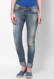 Pepe Jeans Solid Blue Jeans Women