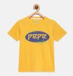 Pepe Jeans Yellow Printed Round Neck T Shirt Boys