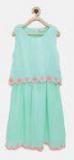 Peppermint Girls Green Embroidered Fit And Flare Dress