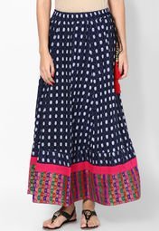 Peppertree Blue Cotton Flared Skirt women