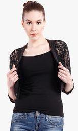 Peptrends Black Solid Shrug Women