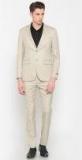 Peter England Beige Neo Slim Fit Single Breasted Formal Suit Men