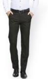 Peter England Black Regular Slim Fit Solid Formal Trousers Men