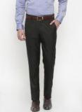 Peter England Black Slim Fit Solid Formal Trousers Men