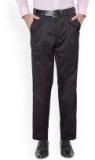 Peter England Black Solid Formal Trousers Men