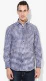 Peter England Blue Checked Slim Fit Casual Shirt men