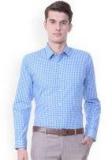 Peter England Blue Regular Fit Checked Formal Shirt men