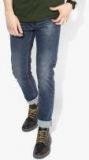 Peter England Blue Washed Low Rise Narrow Fit Jeans men