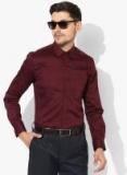 Peter England Casuals Maroon Printed Slim Fit Formal Shirt Men