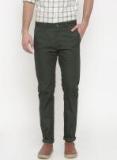 Peter England Casuals Olive Green Super Slim Fit Solid Chinos Men