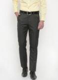 Peter England Charcoal Grey Skinny Fit Solid Formal Trousers Men