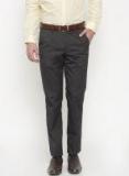 Peter England Charcoal Grey Slim Fit Solid Formal Trousers Men