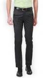 Peter England Charcoal Regular Fit Solid Formal Trousers Men