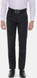 Peter England Elite Black Slim Fit Solid Formal Trousers Men