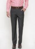 Peter England Elite Charcoal Grey Slim Fit Solid Formal Trousers Men