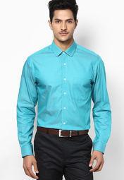 Peter England Green Full Sleeve Formal Shirt Men