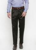 Peter England Green Slim Fit Solid Formal Trousers Men