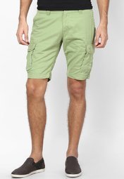 Peter England Green Solid Shorts men