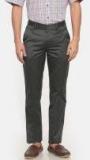 Peter England Grey Slim Fit Solid Formal Trousers Men