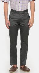 Peter England Grey Slim Fit Solid Formal Trousers men