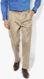 Peter England Khaki Solid Slim Fit Formal Trouser Men