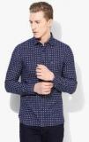 Peter England Navy Blue Printed Slim Fit Casual Shirt men