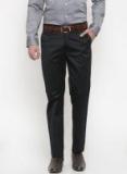 Peter England Navy Blue Slim Fit Solid Formal Trousers men