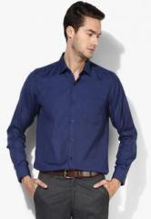 Peter England Navy Blue Solid Slim Fit Shirt men