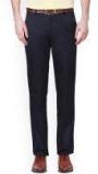 Peter England Navy Solid Formal Trousers Men