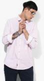 Peter England Pink Printed Slim Fit Casual Shirt Men