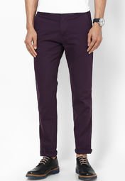 Peter England Purple Chinos Men