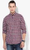 Peter England Red Checked Slim Fit Casual Shirt Men