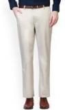 Peter England White Slim Fit Solid Formal Trousers Men