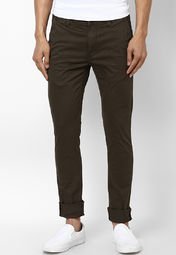 Phosphorus Brown Colour Solid Chinos Men