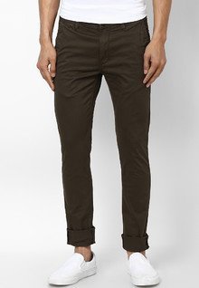 Phosphorus Brown Colour Solid Chinos men