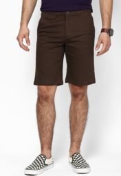 Phosphorus Dark Brown Knee Length Chinos Shorts Men