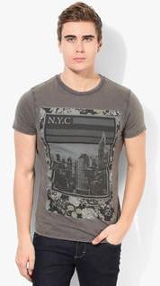 Phosphorus Dark Grey Round Neck T Shirt men