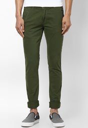 Phosphorus Green Colour Solid Chinos Men