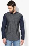 Phosphorus Grey Printed Slim Fit Casual Shirt Men