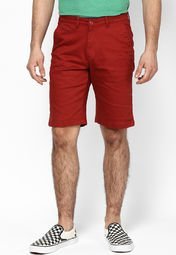 Phosphorus Maroon Knee Length Chinos Shorts Men