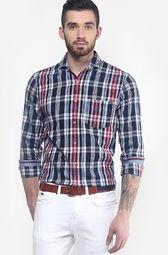 Phosphorus Navy Blue Casual Shirt Men