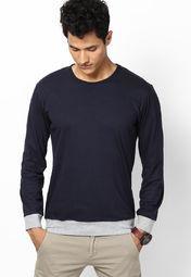 Phosphorus Navy Blue Full Sleeve Crew Neck T Shirts men