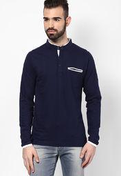 Phosphorus Navy Blue Full Sleeve Henley Men