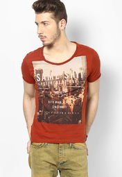 Phosphorus Rust Printed Round Neck T Shirt Men